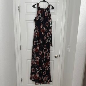 INC International Concepts Black and Pink Floral Maxi Dress
